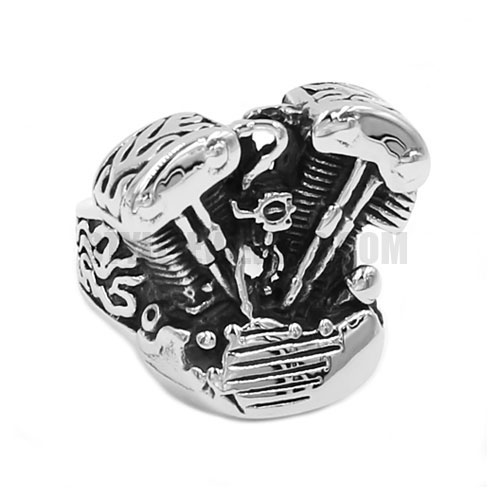 Gothic Engine Mens Ring Stainless Steel Motor Biker Ring SWR0690 - Click Image to Close